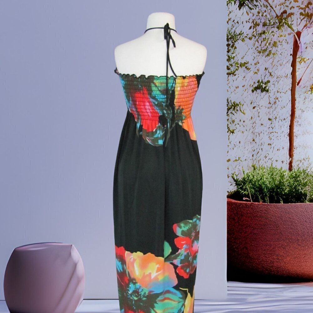 1 2 3 Ladies  Halter Maxi Sundress Shirring on the bodice NWT - Picture 5 of 15